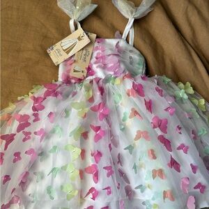 Butterfly girls dress - White and Pink